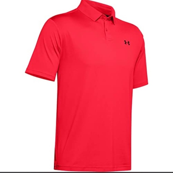 Men’s Under Armour Red The Playoff HeatGear Polo Size Large EUC - Picture 1 of 9